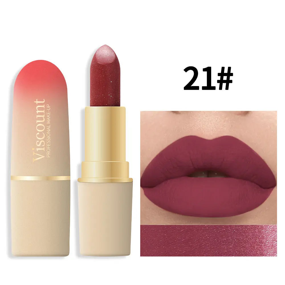 Waterproof And Durable Lipstick Velvet Fine Glitter Matte Lip And Cheek Dual-Use Lipstick eprolo