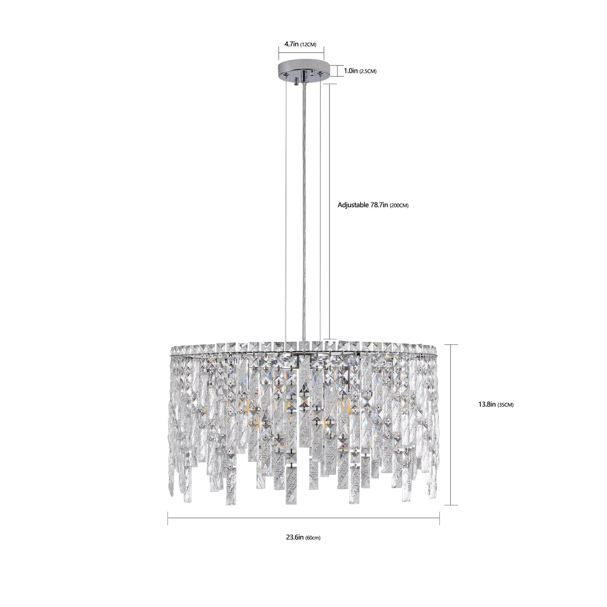 Deluxe round silver crystal chandelier, modern rectangular chandelier (excluding light bulbs) eprolo