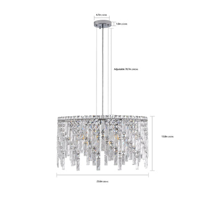 Deluxe round silver crystal chandelier, modern rectangular chandelier (excluding light bulbs) eprolo