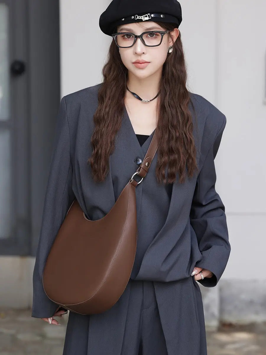 Single shoulder armpit bag genuine leather women's bag niche design crescent shaped bag crossbody tote bag versatile and trendy eprolo