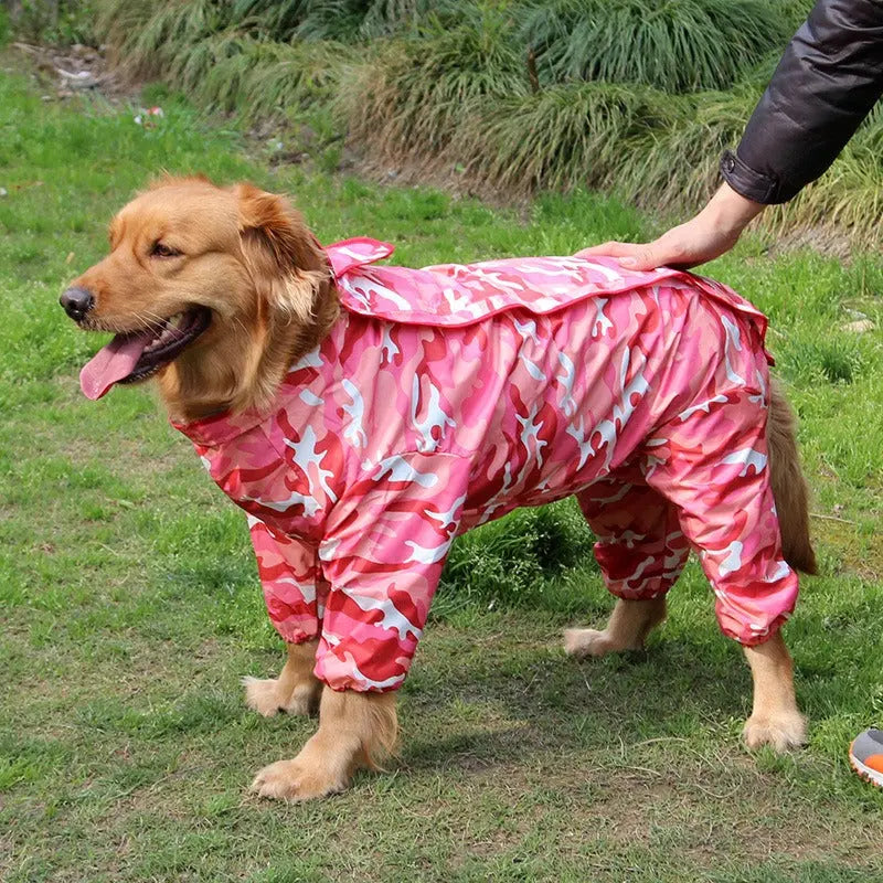 Pet dog raincoat, dog clothing processing, clothing and clothing, big dog raincoat, four legged golden fur, large dog eprolo