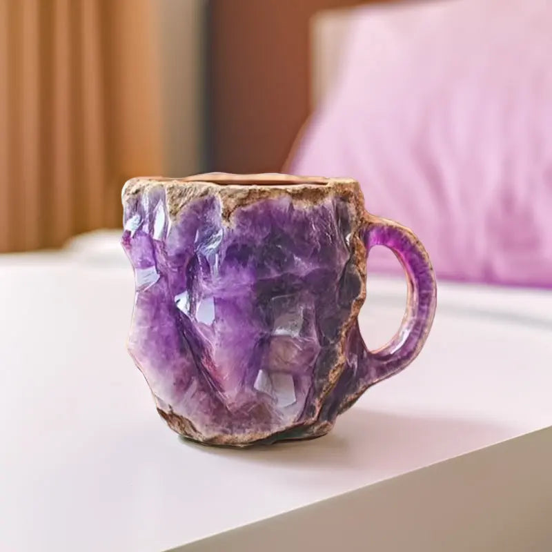 Healing & Spiritual Gifts: New Multi-Color Natural Mineral Crystal Mug. Colorful Crystal Christmas Mug for Coffee, Perfect for Festival. eprolo