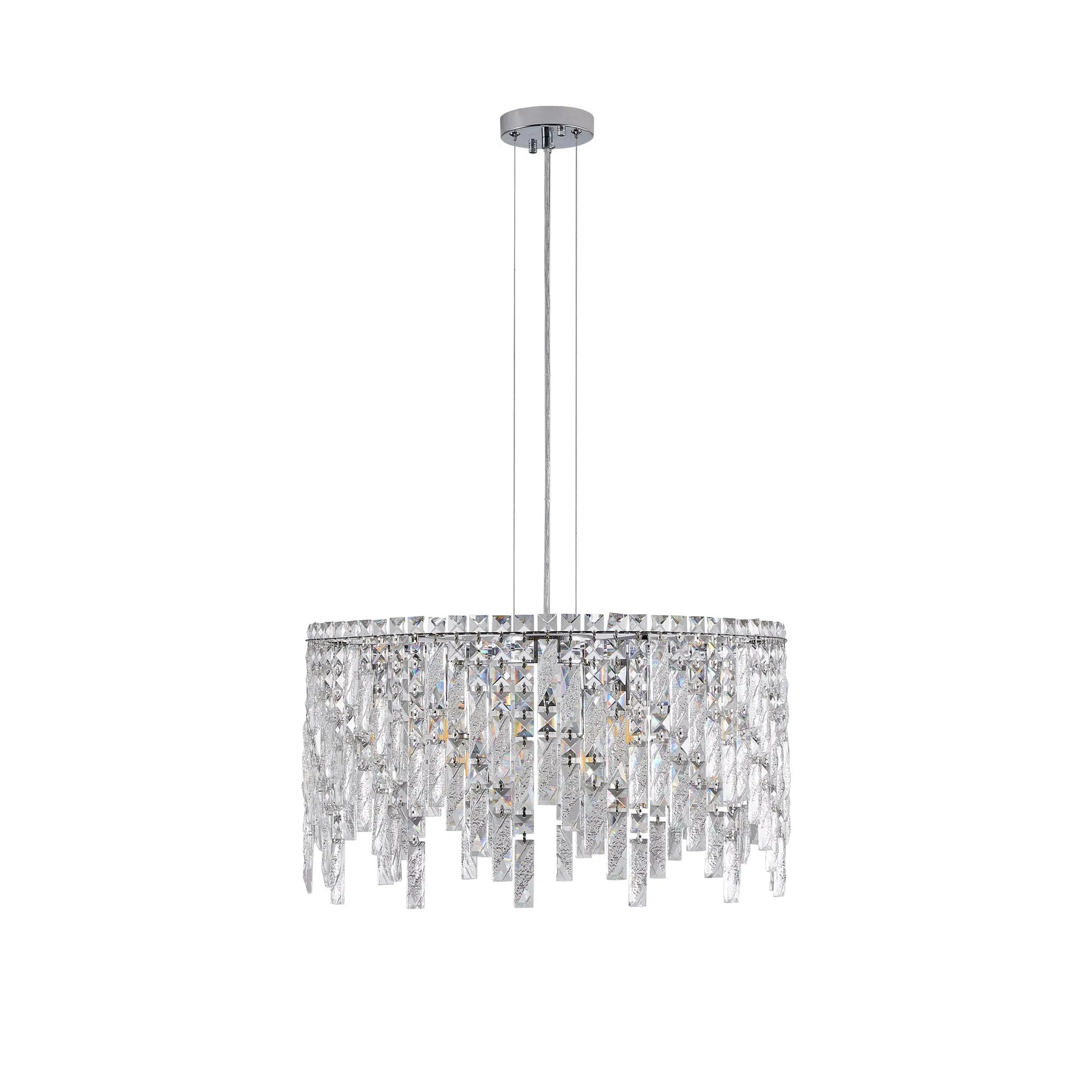 Deluxe round silver crystal chandelier, modern rectangular chandelier (excluding light bulbs) eprolo