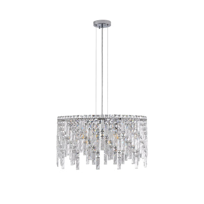 Deluxe round silver crystal chandelier, modern rectangular chandelier (excluding light bulbs) eprolo