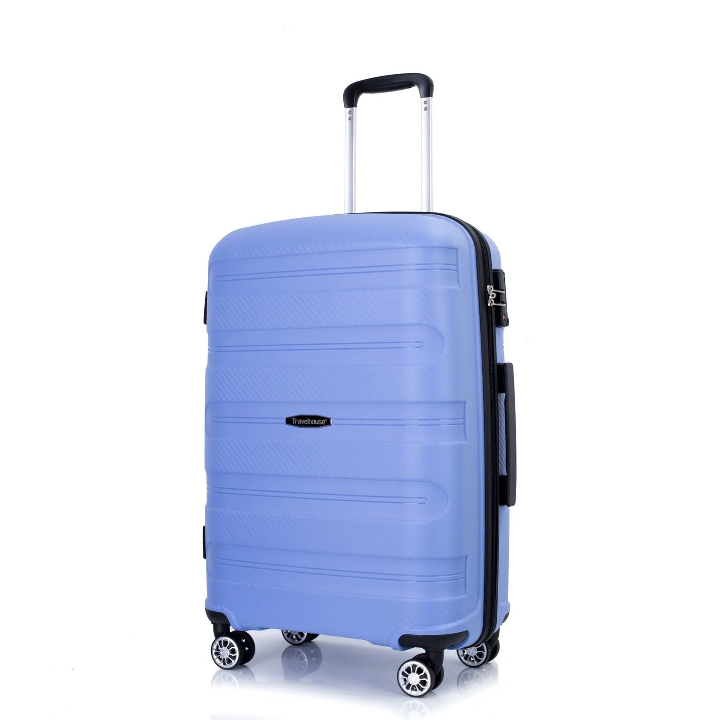 Hardshell Suitcase Spinner Wheels PP Luggage Sets Lightweight Durable Suitcase ,3-Piece Set (20/24/28) ,Purplish Blue eprolo