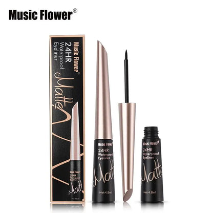 Music Flower Brand Waterproof Liqiud Eyeliner Pencil 24H Long-lasting Matte Eye Liner Delineador Black Eyelid Quick-Dry Makeup eprolo