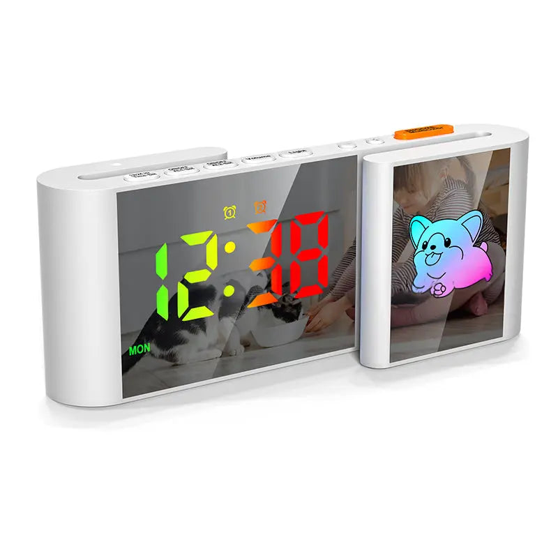 Creative S-shaped Dual-Screen RGB Colorful Alarm Clock, Adorable Cartoon Night Light Electronic Clock eprolo