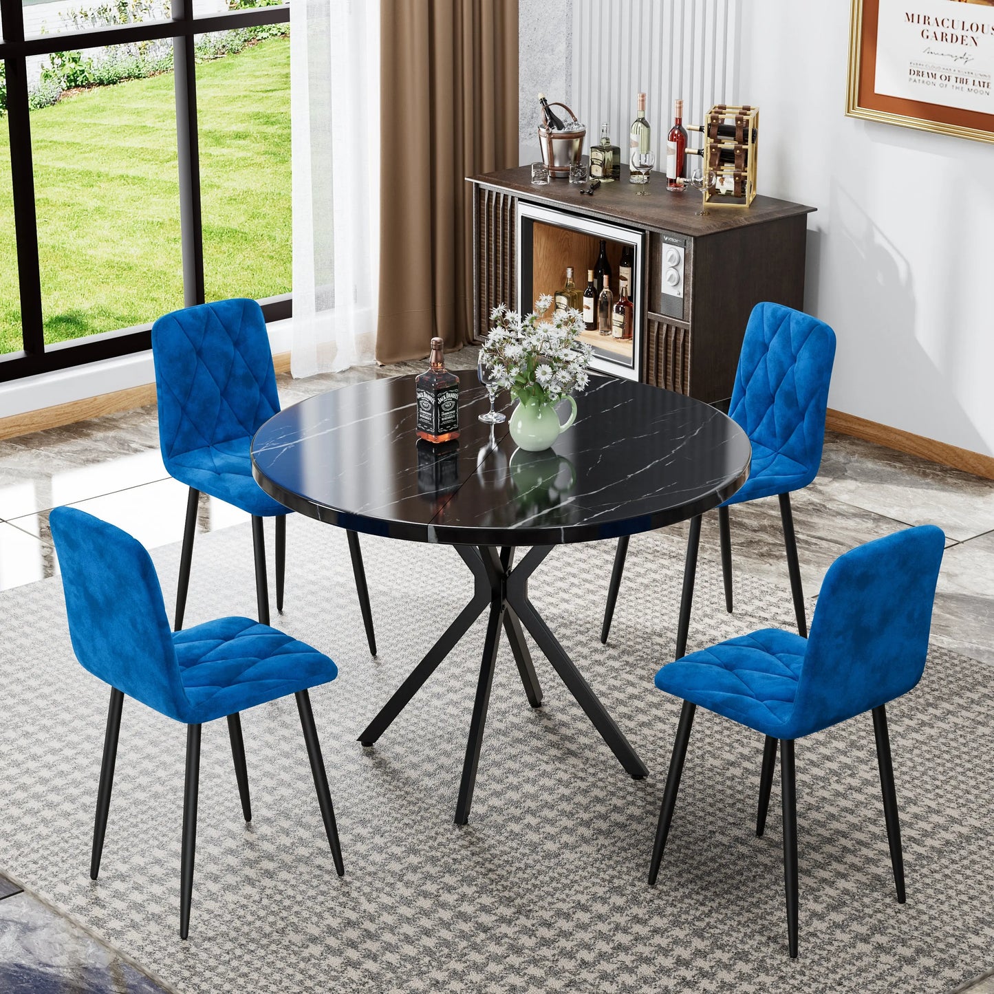 Dining Chairs Set of 4, Modern Kitchen Dining Room Chairs, Velvet Dining Chair Upholstered Cushion Seat and Sturdy Metal Legs eprolo