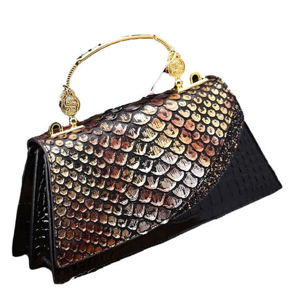 Snake grain leather fashionable portable trapezoid bag single shoulder crossbody bag eprolo