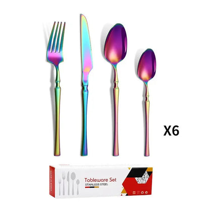 Small waist stainless steel knife, fork, and spoon set of 24 pieces, gold steak knife, fork, stainless steel tableware set, coffee spoon eprolo