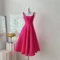 Tight waist slimming rose red small dress with suspender dress eprolo