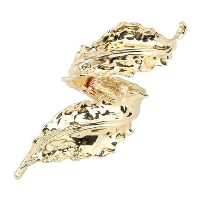 Retro gold leaf spiral wound open bracelet for women delicate metal leaf bracelet eprolo