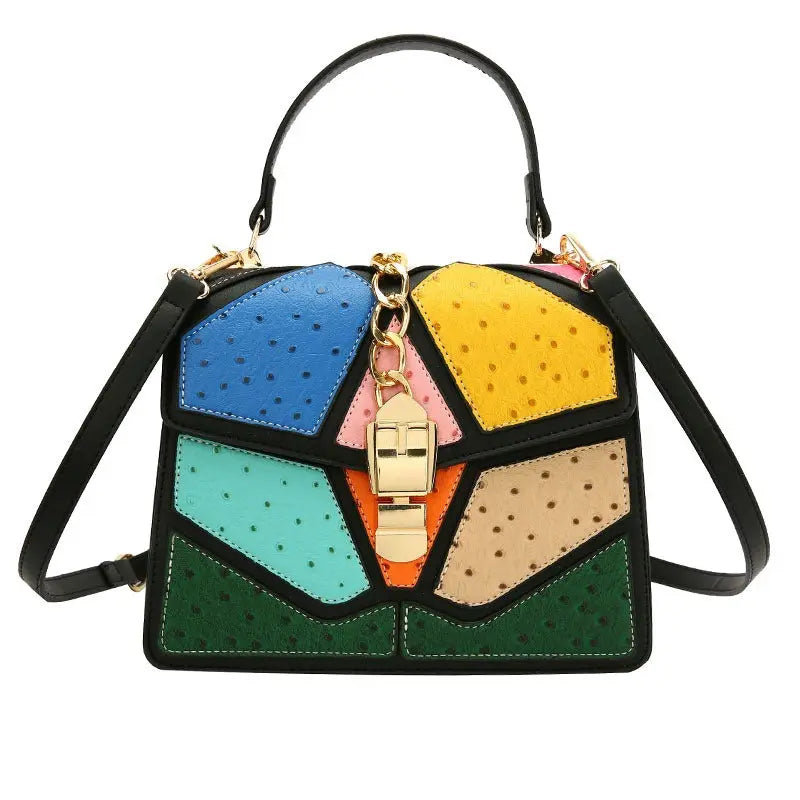 Color blocking hand-held small square bag, versatile for women, single shoulder eprolo