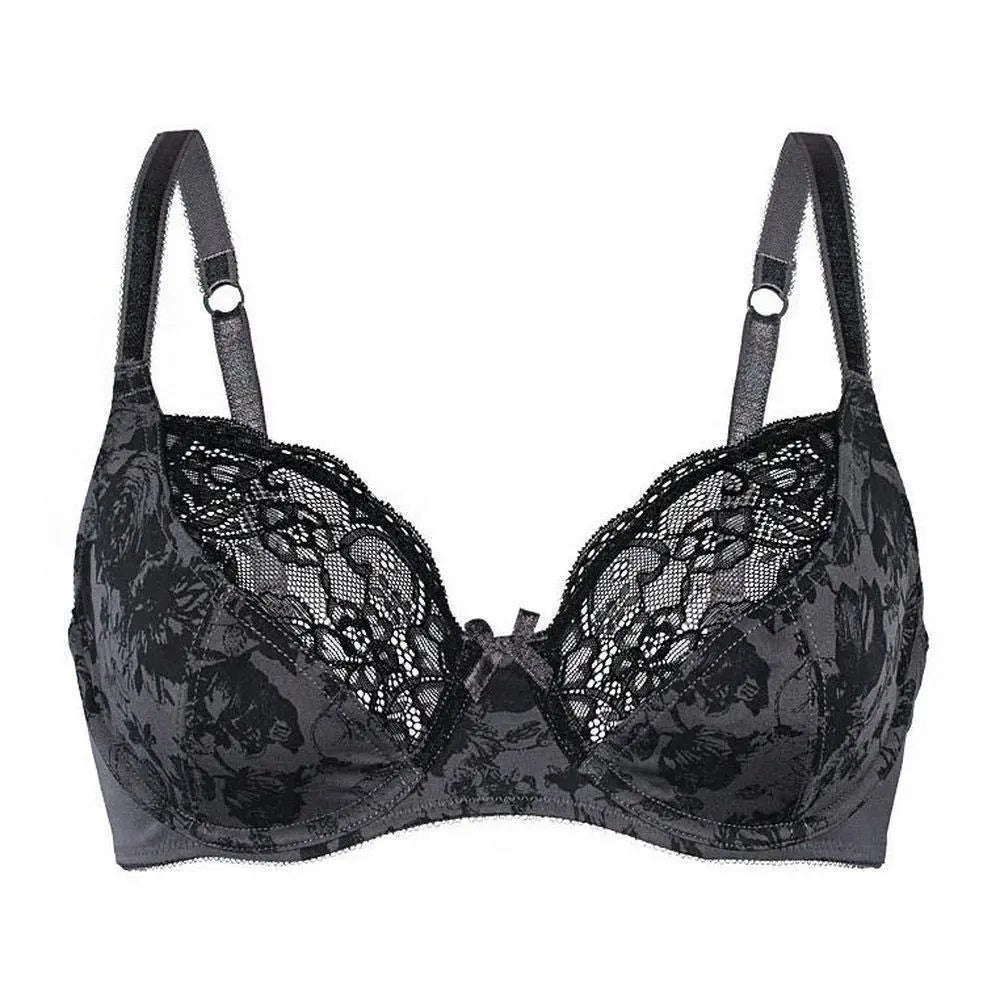 Sassa Charming Floral Semi Sheer Lace Demi Bra Lime Lucy