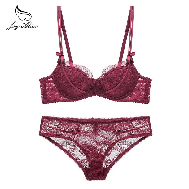 Femal Intimates Lingerie Set Gather Adjustable Underwear Women Lace Bra Set Push Up Bra And Panty ABC Cup Bra Briefs eprolo