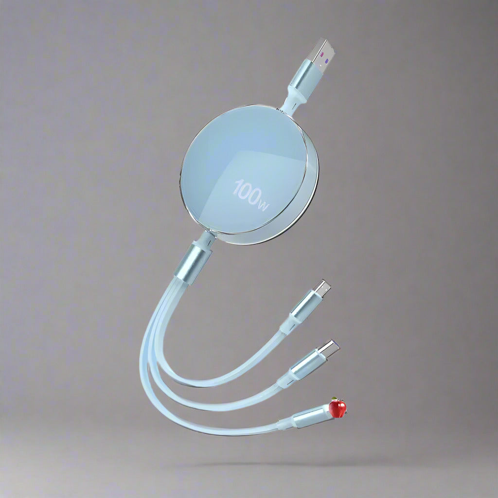 100W three in one telescopic data cable one to three charging cable.