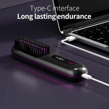 Home Travel Wireless Straightener, Digital Adjustable Styling Tool, Women's Straight Hair Comb, Safe And Easy To Use eprolo