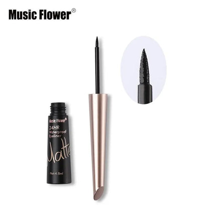 Music Flower Brand Waterproof Liqiud Eyeliner Pencil 24H Long-lasting Matte Eye Liner Delineador Black Eyelid Quick-Dry Makeup eprolo