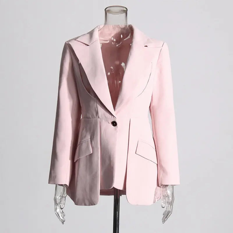 Design solid color suit with hollow out irregular suit jacket for women eprolo