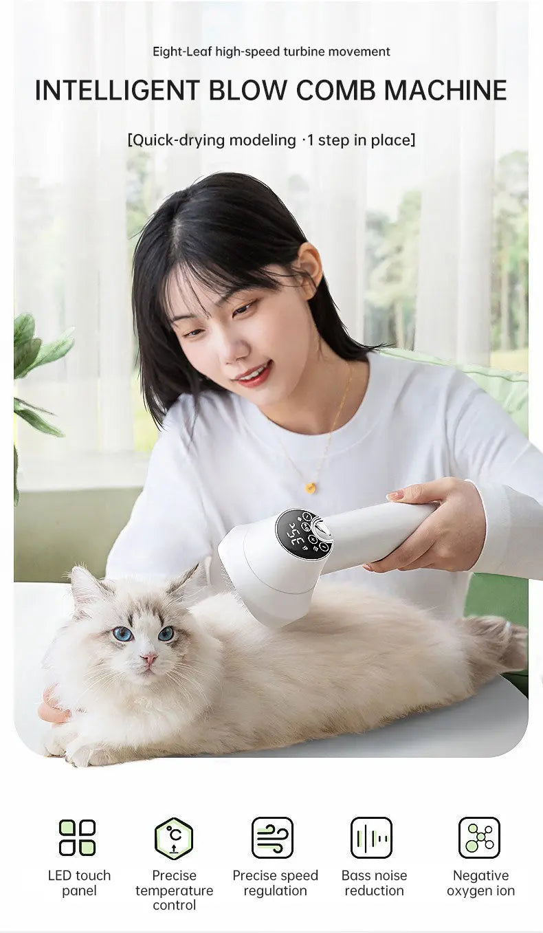 Smart Pet Hair Dryer Dog Golden Retriever Cat Grooming Hairdressing Blow & Comb Silent No Harm Pet Cleaning Supplies Pet Product eprolo