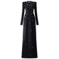 Elegant long evening dress with heavy-duty beading diamond inlay long-sleeved and bandage style eprolo