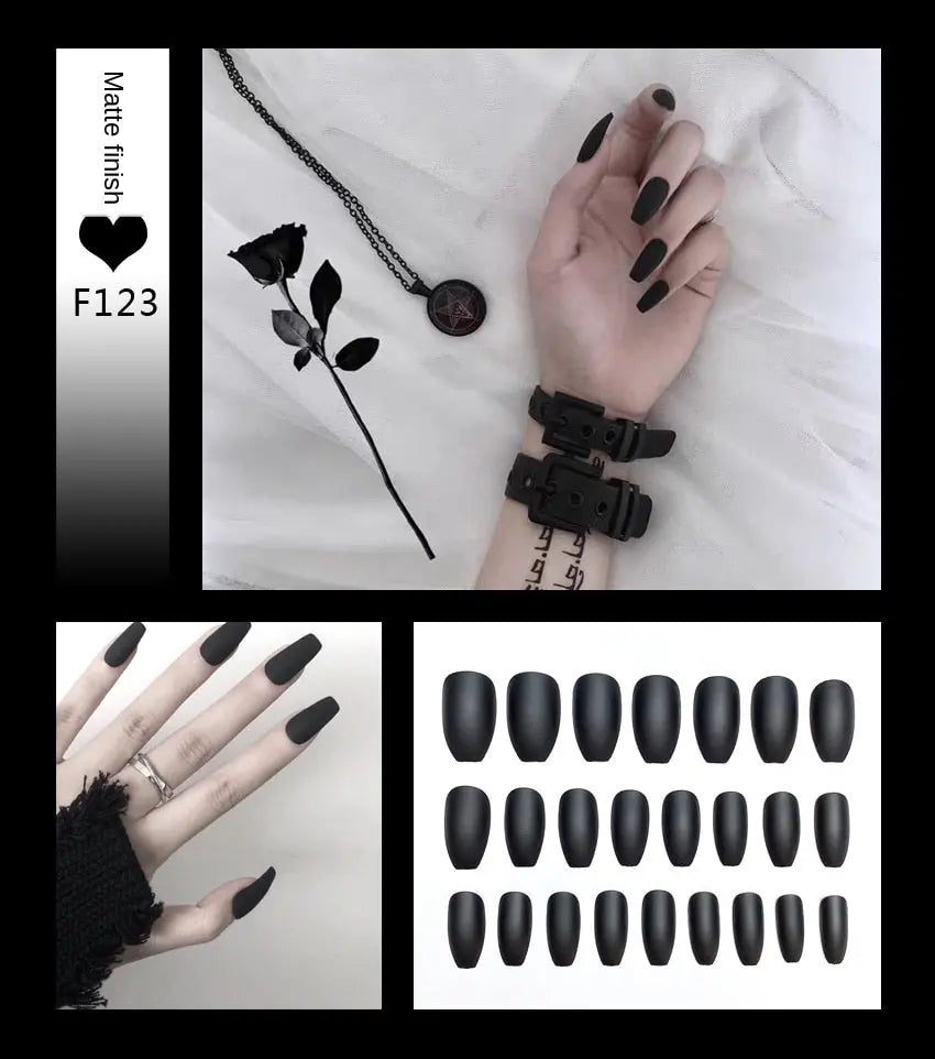 Nail Art Fake Nails Stiletto Tips Clear Press on Long False with Glue Coffin Stick Display Full Cover Artificial Designs Matte eprolo