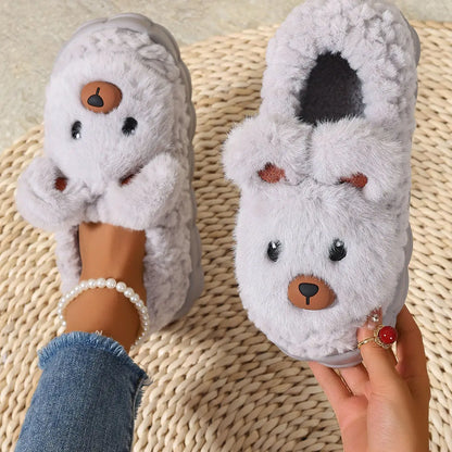 Cute Plush Furry Slippers Coral Vanilla