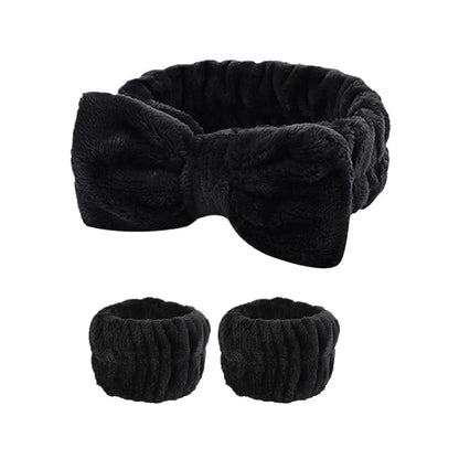 Wash face headband waterproof wrist strap set butterfly bow simple headband wrist 3-piece set eprolo