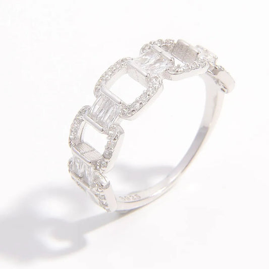 925 Sterling Silver Zircon Cutout Ring Trendsi