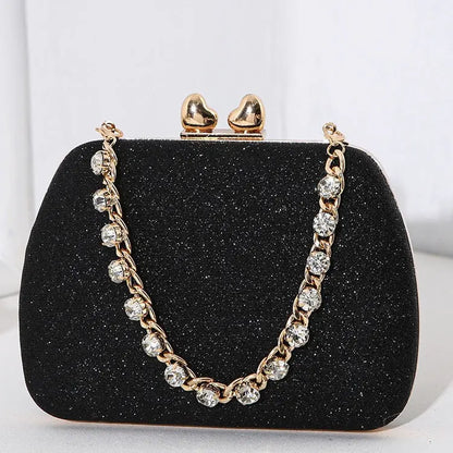 Little Love Water Diamond Chain Handheld Crossbody Small Square Bag Celebrity Banquet Handheld Bag eprolo