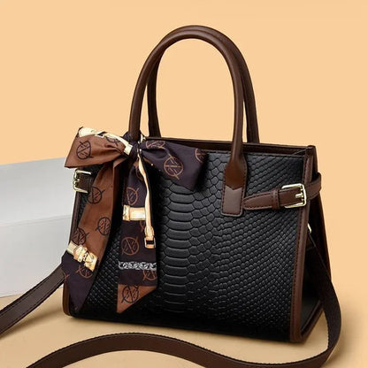 Commuting style women's bag genuine leather embossed snakeskin pattern contrasting color briefcase for women eprolo