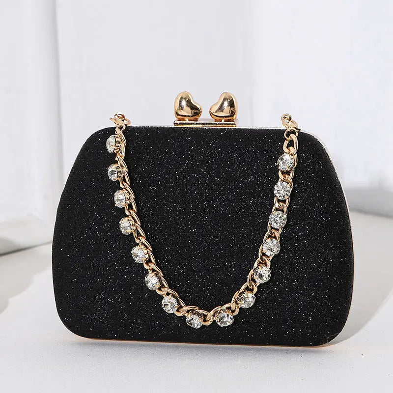 Little Love Water Diamond Chain Handheld Crossbody Small Square Bag Celebrity Banquet Handheld Bag eprolo