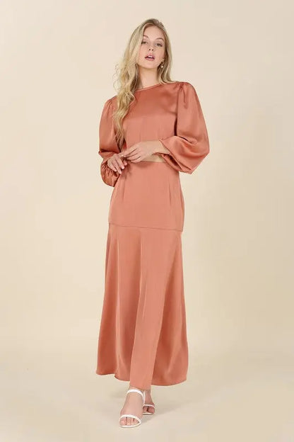 Dressed up satin two-piece mermaid dress set Coral Vanilla