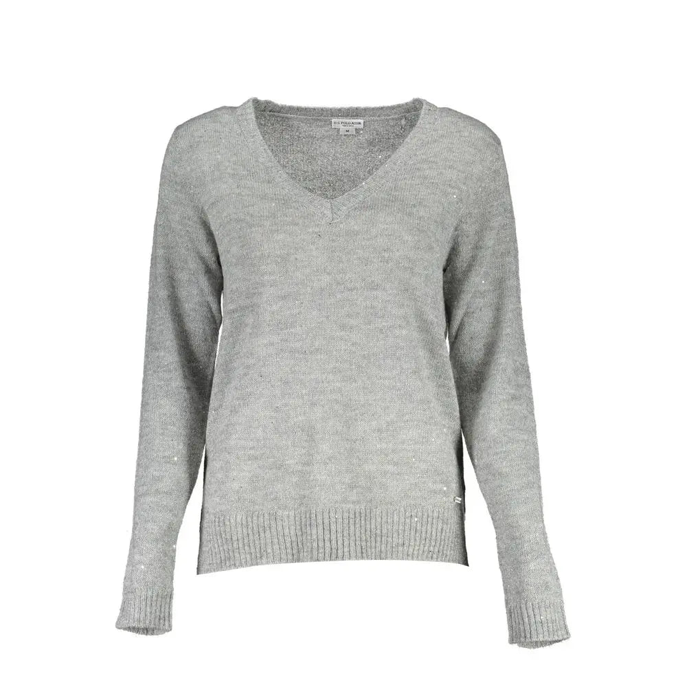 U.S. POLO ASSN. Silver Acrylic Women Sweater.