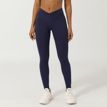 Cross V-shaped yoga cropped pants without T-line peach hip lifting fitness pants quick drying sports pants eprolo