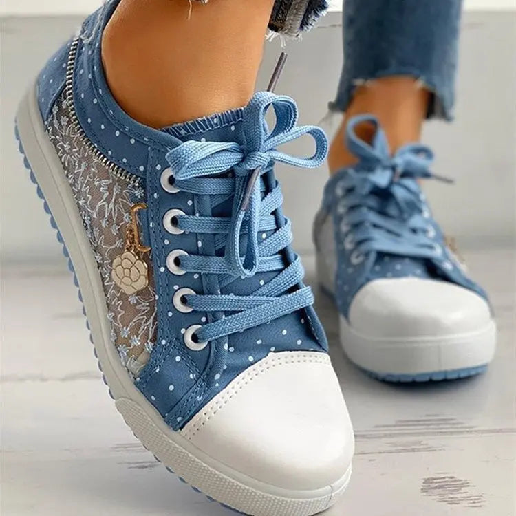 Large mesh student sports board shoes with hollowed out casual flat bottom lace up canvas shoes for women eprolo