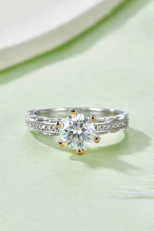 1 Carat Moissanite 925 Sterling Silver Ring Trendsi