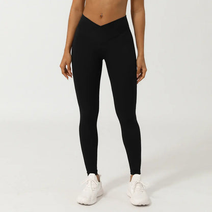 Cross V-shaped yoga cropped pants without T-line peach hip lifting fitness pants quick drying sports pants eprolo