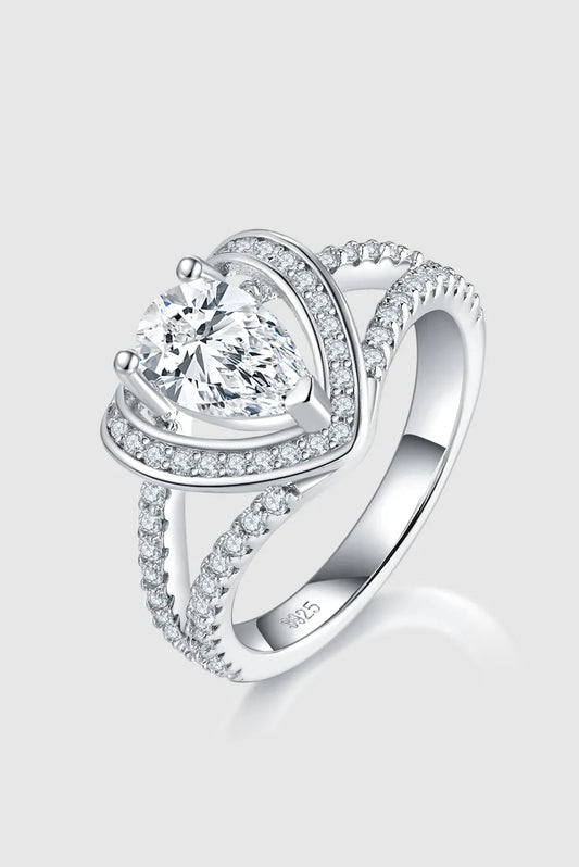 1 Carat Moissanite 925 Sterling Silver Heart Ring Trendsi