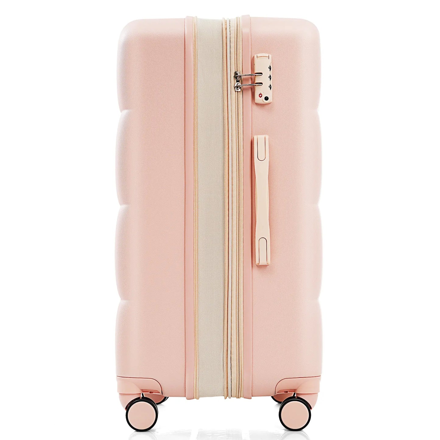 3-piece luggage set, 20 inches, ABS hard shell luggage with USB port and cup holder rotating wheel, pink color eprolo