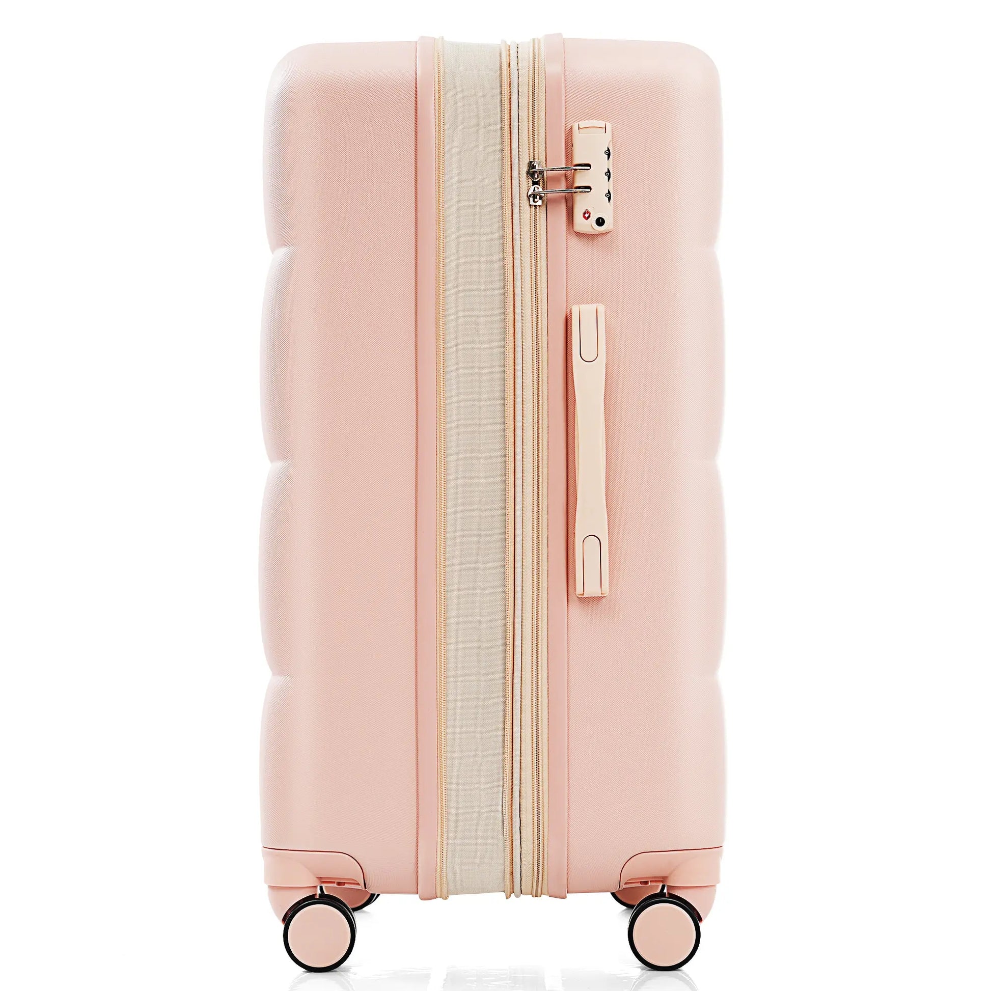 3-piece luggage set, 20 inches, ABS hard shell luggage with USB port and cup holder rotating wheel, pink color eprolo