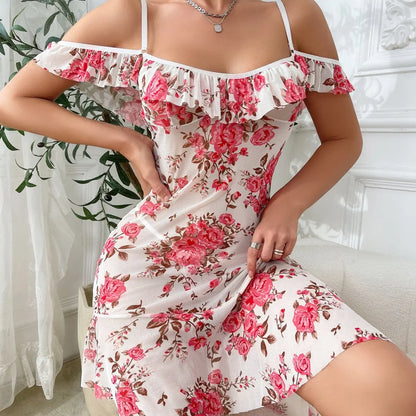 Sexy lingerie, sexy women's suspender, flower printed pajamas, nightgown eprolo