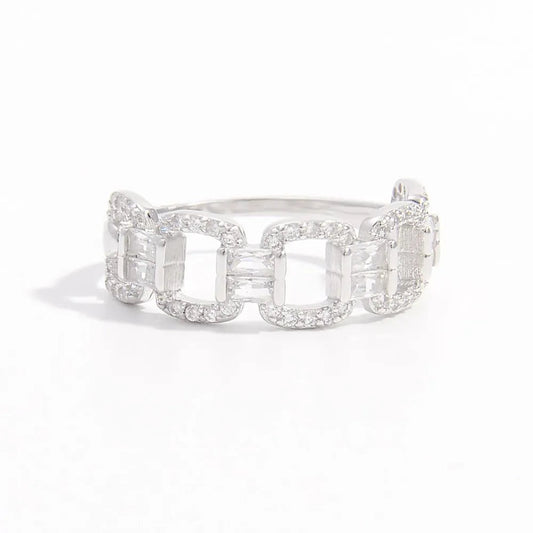 925 Sterling Silver Zircon Cutout Ring Trendsi