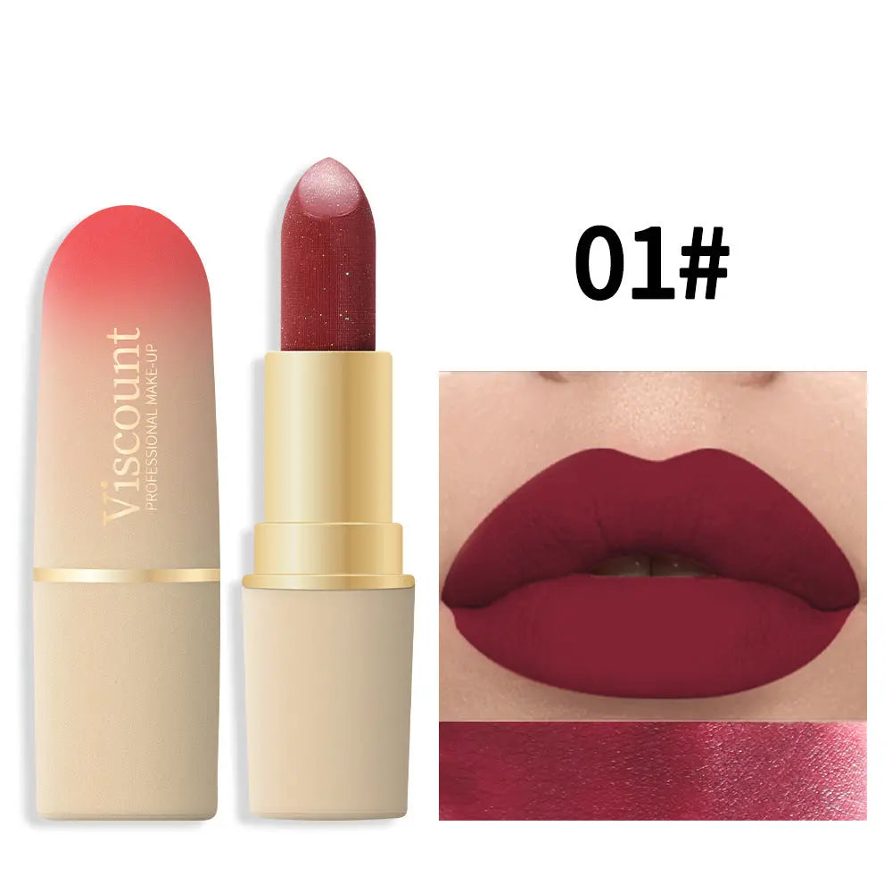 Waterproof And Durable Lipstick Velvet Fine Glitter Matte Lip And Cheek Dual-Use Lipstick eprolo