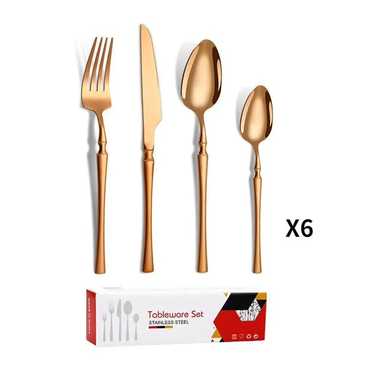 Small waist stainless steel knife, fork, and spoon set of 24 pieces, gold steak knife, fork, stainless steel tableware set, coffee spoon eprolo