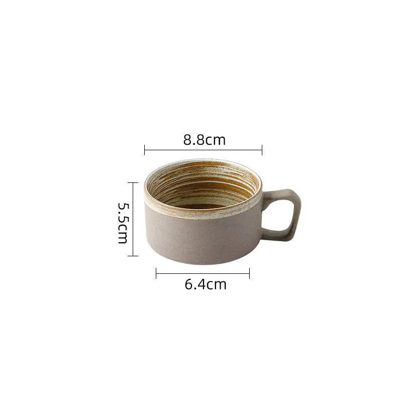 Coarse pottery coffee cup and plate set creative handmade retro coffee cup artistic cup plate milk cup eprolo