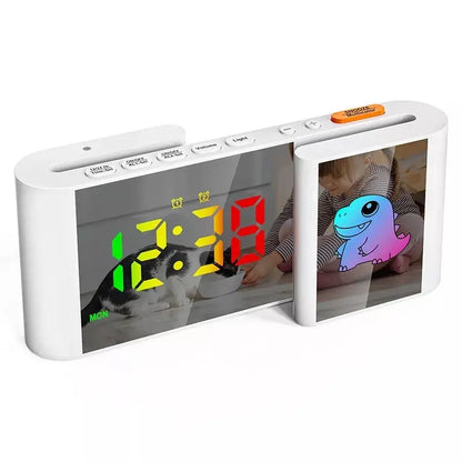 Creative S-shaped Dual-Screen RGB Colorful Alarm Clock, Adorable Cartoon Night Light Electronic Clock eprolo