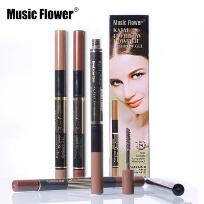 Music Flower Brand Eye brow Makeup Set Eyeliner+Eyebrow Powder+Eyebrow Brush Long-lasting Waterproof Quick Dry Comestic Tools eprolo