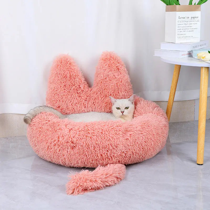 Round Cat House All Season Long Plush Pet House Cat House Warm Pet Supplies Dog Bed Pet Bed Pet Mat eprolo