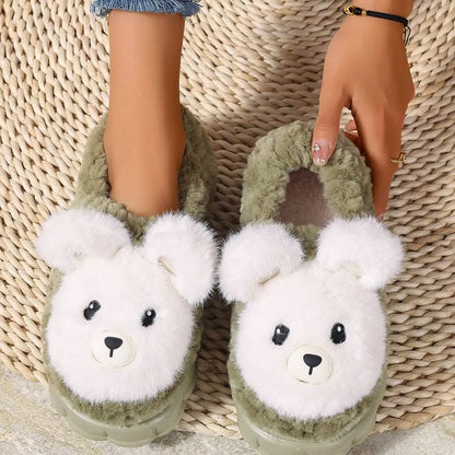 Cute Plush Furry Slippers Coral Vanilla